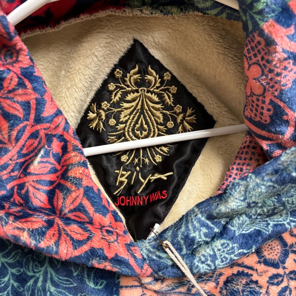 Johnny Was Biya Olivia Sherpa Mulitcolor Patchwork Pullover Hoodie - Picture 5 of 7